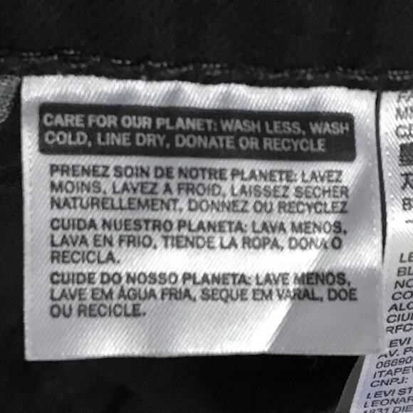 Levi Jeans Mens Black Red Tab Distressed Straight Zip Button Front Size 36 30 - Picture 9 of 10